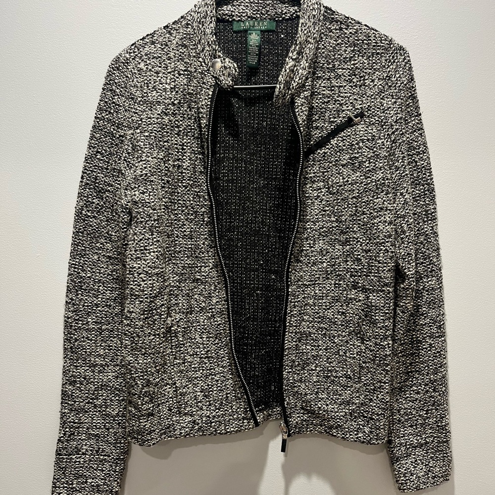 Lauren Ralph Lauren Black and White tweed Knit Material, with zipper Size S